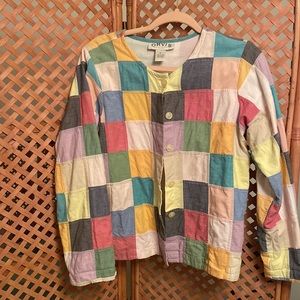 {Orvis} Vintage Rainbow/Multicolor Patchwork Quilted Jacket